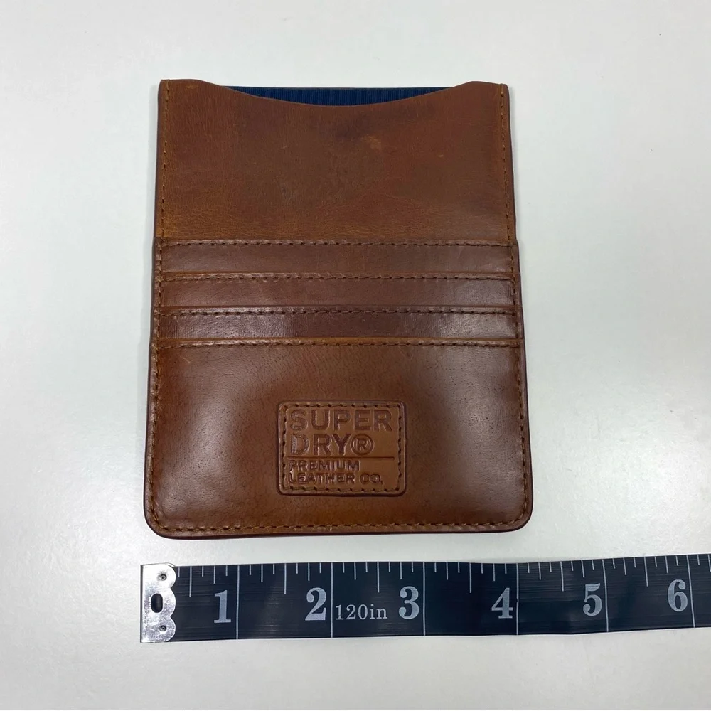 Superdry Premium Leather Cognac Brown Travel Wallet Passport Card Money Holder